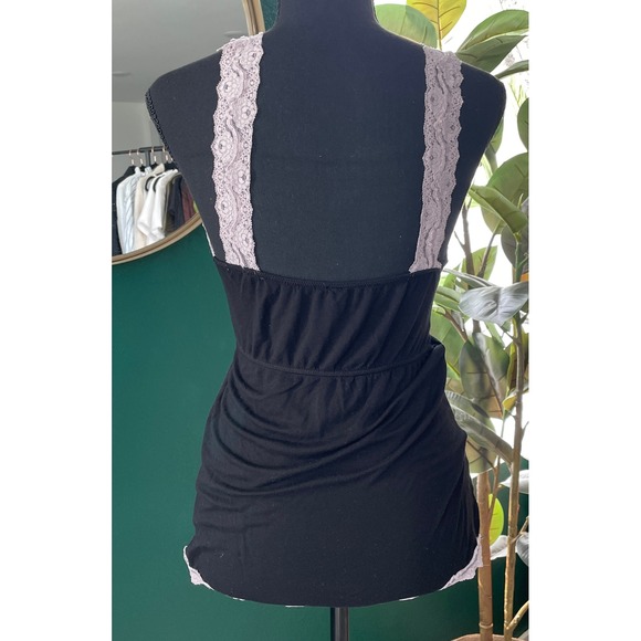 Nanette Lepore Lace Trim Cami Tank Top Women M Black Pink Y2K Lingerie Fairycore - Picture 5 of 12